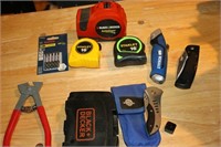 Assorted Tools-Bits, Knifes, Tape Measures & More