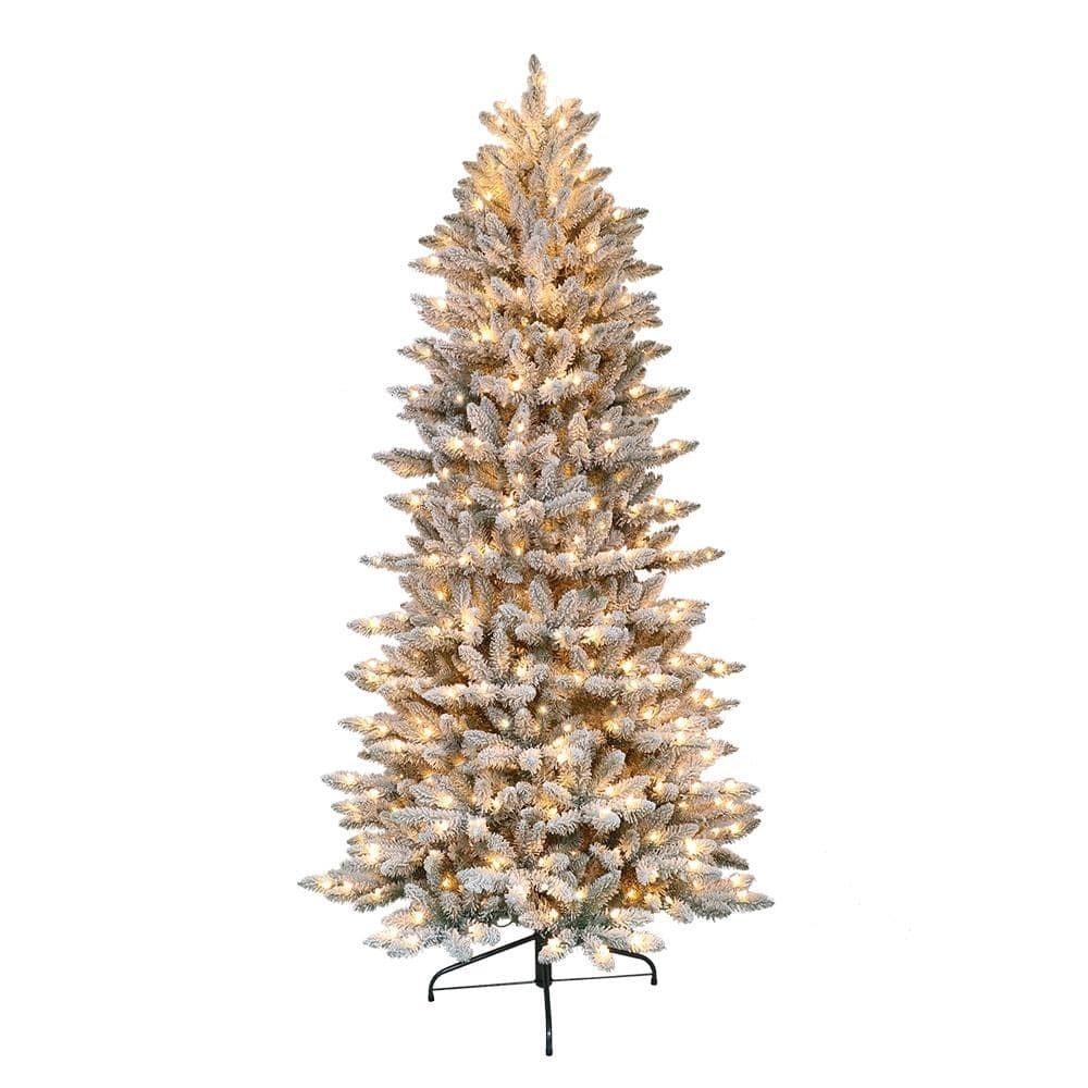 7.5 ft Pre-Lit Flocked Slim Fraser Fir Tree