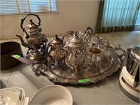 LARGE SHERIDAN SILVERPLATE TEA SET NOTE