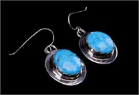 Navajo B. Begay Tsosie Silver Turquoise Earrings