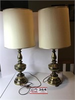 Pr Brass Colored Lamps 34" Tall
