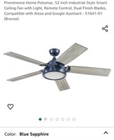 Potomac 52" LED Ceiling Fan-Sapphire Blue (51641)