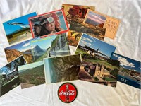Postcards lot & Coke magnet