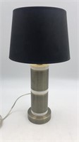 Metal And Stone Lamp With Black Shade