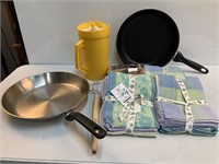 Cooking Pans, New Kitchen towels, Tupperware, Wisk