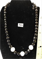 18" hematite and crystal necklace       (k 5)