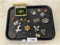 14 K Gold Overlay & Sterling Silver Brooches.