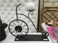 METAL 17.5" WIDE BICYCLE CLOCK/CANDLE HOLDER