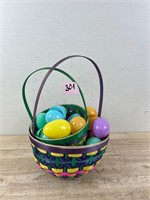 Easter egg basket with eggs