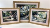Home Interior prints in molded gold frames, all