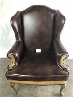Wingback Chair Dark Brown Ostrich Trim