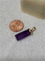 Sweet 10k Gold Amethyst Pendant Nice Color.