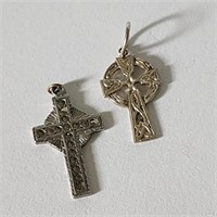 Lot of Two Silver Crosses - 1 Celtic & 1 Marcaste