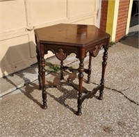 Ornate Carved Shell Wood End Table