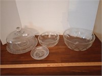 Great lot of clear glass including a covered cake