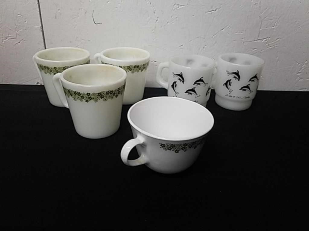 Vintage Corell and Anchor Hocking coffee cups