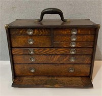 Antique oak machinist tool chest with original