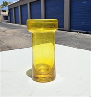 VINTAGE HAND BLOWN MID CENTURY MODERN YELLOW VASE