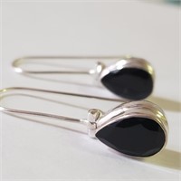$160 Silver Black Onyx Earrings