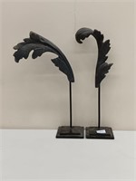 PAIR OF BLACK METAL ART FEATHERS 12" TALL