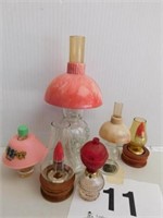 Six vintage kerosene type lamp perfumes