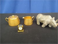 2 Pickard Ceramic Pieces, Miniature Mantle Clock