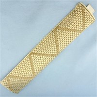 Italian Wide Mesh Woven Bracelet in 14k Yellow Gol