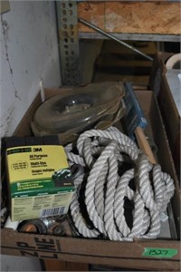 flat of sanding sponges, rope, clamps