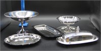 Silverplate Plate,  Trays Butter Dish Footed Bowls