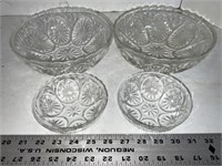Set of cut glass bowls dishes