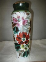 Vintage Cased White Glass Hand Painted Floral Vase