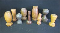 (9) Lathe Turned Wooden Candle Holders