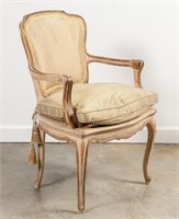 Louis XV Style Giltwood Striped Armchair
