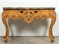 Regence Style Carved Shell Motif Console Table