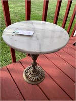 MARBLE TOP BRASS STAND TABLE AS IS