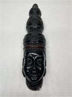 Wall-Mounted Painted Plaster Tribal Figurine