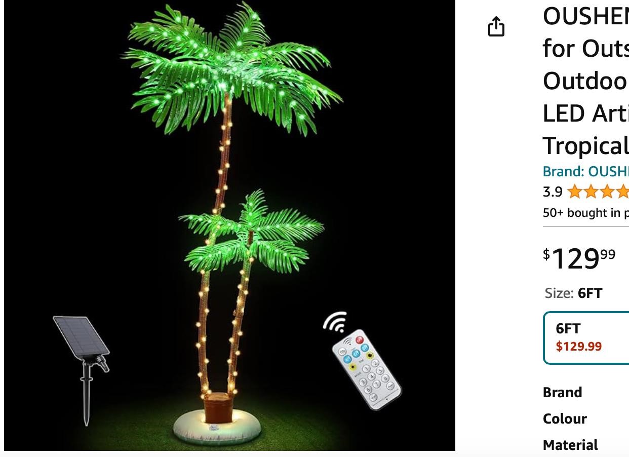 OUSHENG Solar Lighted Palm Trees for Outside Patio
