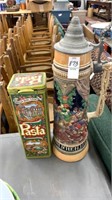 Large stein 21 inches tall and pasta tin