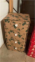 cardboard drawers filled with Christmas ornaments