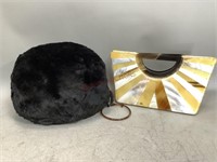 Vintage Mother of Pearl Clutch and Hand Muff