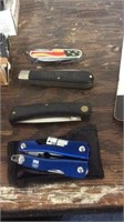 JAR W/ MULTI PLIER & FOLDING KNIVES - CAMILLUS,