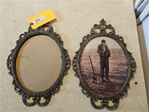 METAL OVAL FRAMES - 1 MISSING GLASS & PICTURE