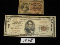 National Bank Note Series 1929 (NY), and 1863
