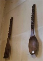 Vintage Wooden fork and spoon wall art