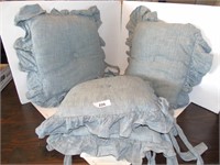 4 Lovely Blue Seat Pads 16 x 16
