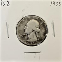 1935 90% Silver Washington Quarter