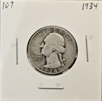 1934 90% Silver Washington Quarter