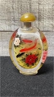 Vintage Chinese Reverse Painted Snuff Bottle 4" Hi
