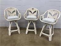 (3) Swivel Rattan Bar Stools