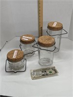 Glass jars with cork lids